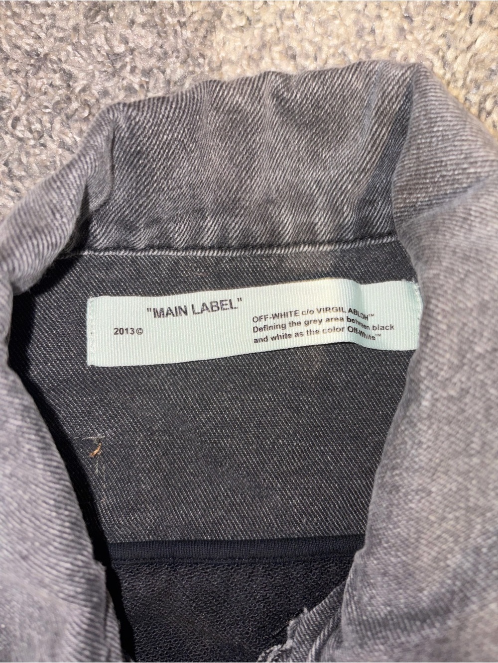 Off-White c/o Virgil Abloh Denim Distressed Jacket Gray/Black Size L OMYE019R19C - Picture 2 of 5